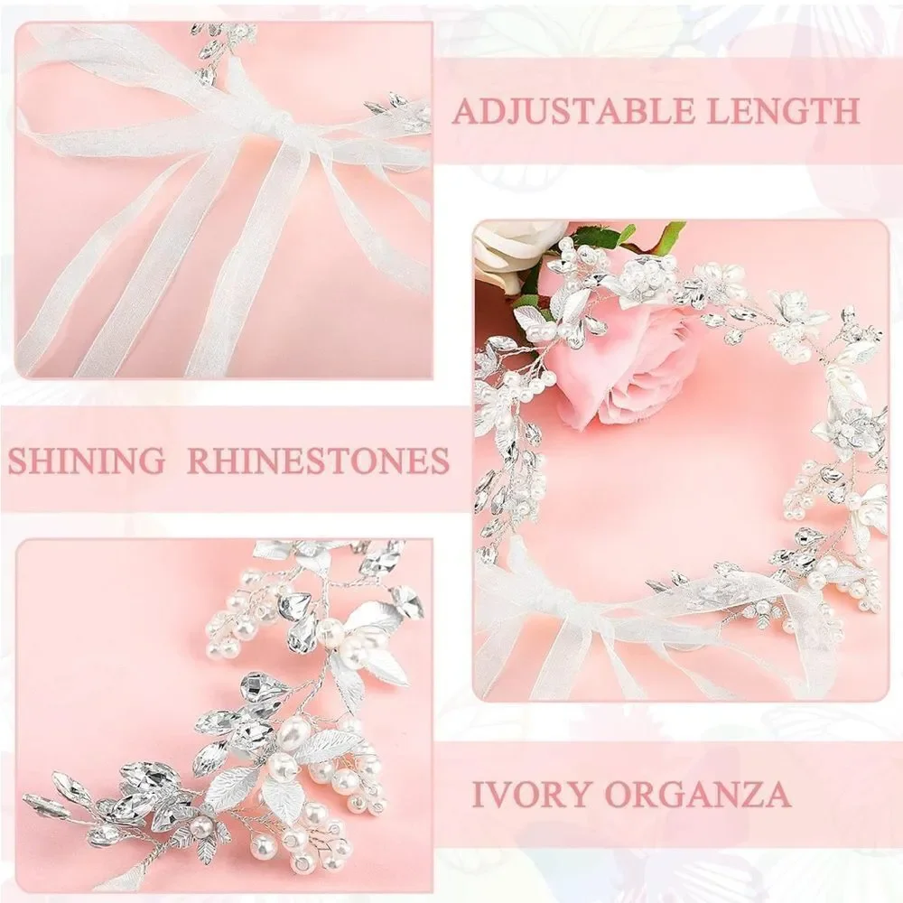 Silver Pearl Bridal Belt or Hair Vine Headband